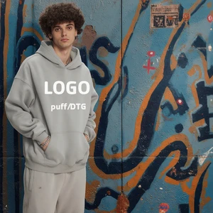 Wholesale 350gsm Heavyweight French Terry Hooded Men's Winter Casual Hoodie Embroidered Loose Manufacturer Direct Street Wear