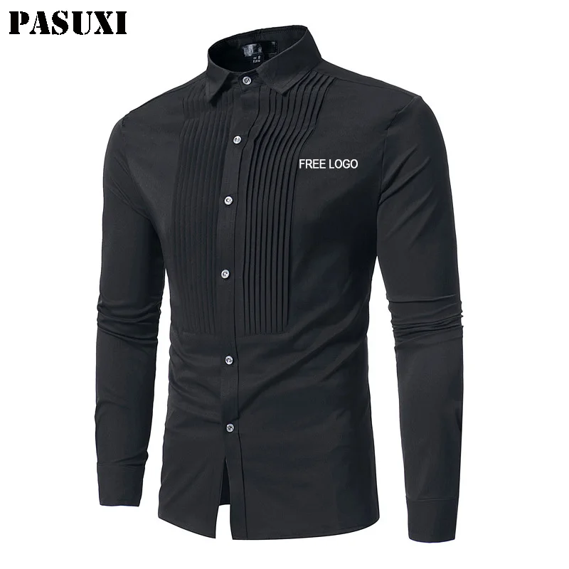 PASUXI Wholesale Custom Men's Dress Shirt Long Sleeve Business Style Slim  Fit High Quality Polyester Shirts