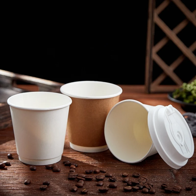Plain Cup Cafe Coffee Paper Cups For Hot Drinks Double Wall