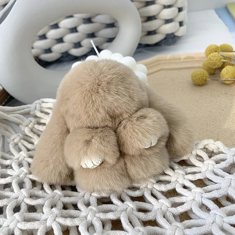 15 cm Rex Rabbit Fur Keychain Women Bag Car Key Chain Pendant Decoration Jewelry Bags Hangings Accessories Gifts