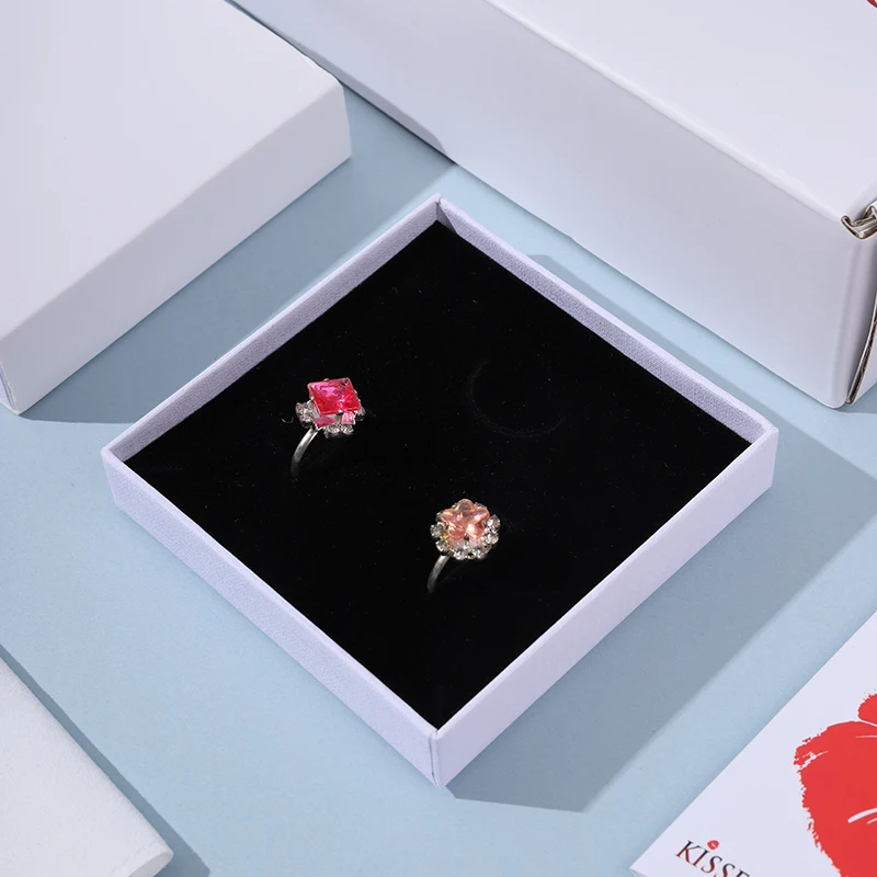 A1 White Jewelry Storage Paper Box with Heaven Earth Cover Custom Size & Shape Embossed Logo Gift Box Wiping Cloth & Card details