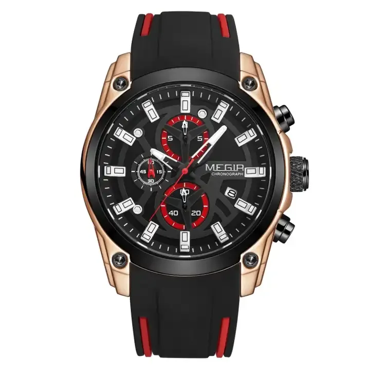 Men's Quartz Chronograph Watch With Silicone Band Odm