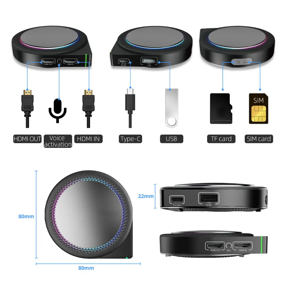 Hd-port Carplay Ai Box - Android 13, 8GB RAM, 128GB Storage