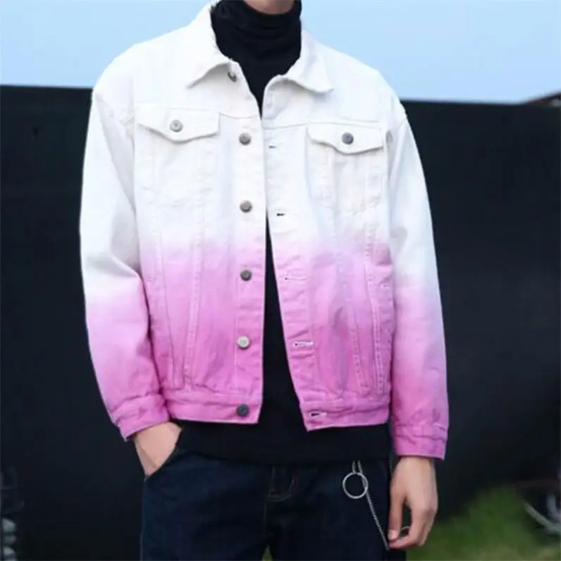 Source Custom men jean jacket for men plain denim jackets 2023 pink denim  jacket on m.
