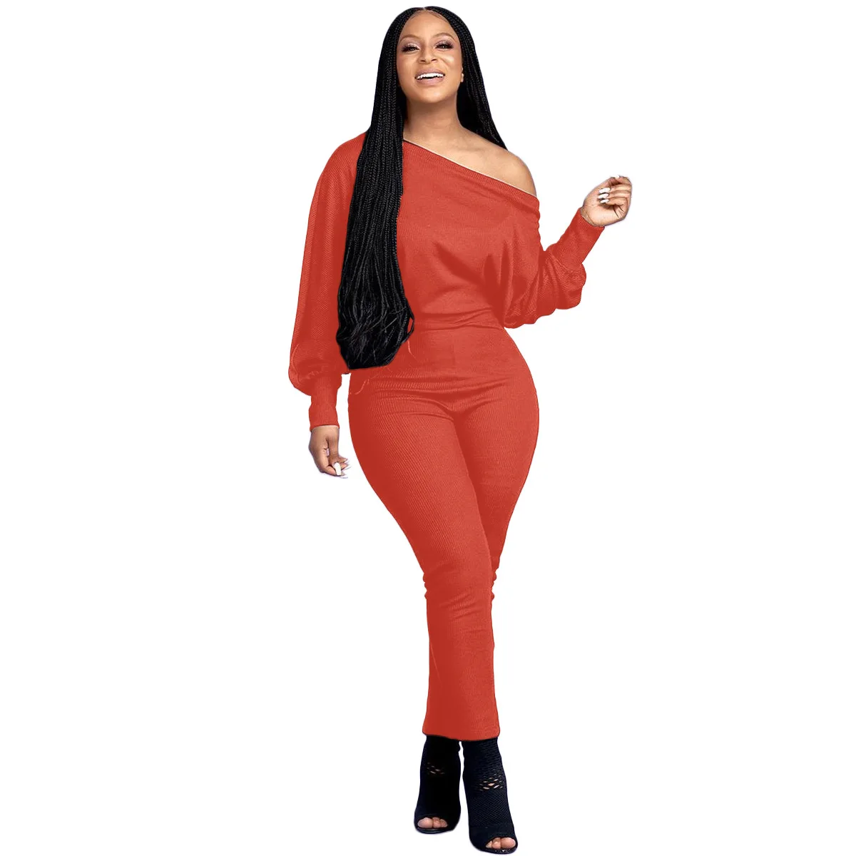 2022 Fall and Winter Loose Slevee Long Pants Sexy Rompers Lantern sleeve Bodysuit Jumpsuit