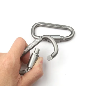Private Custom Own Trademark Debossed Logo Twist Carabiner Locking Clip Metal Hook Mountaineering Buckle for Backpacks