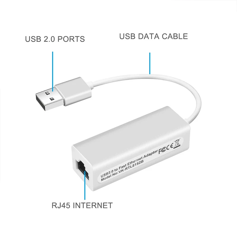 External Wired Ethernet Adapter Usb 2.0 Usb2.0 To 10/100 Mbps Rj45 Lan ...