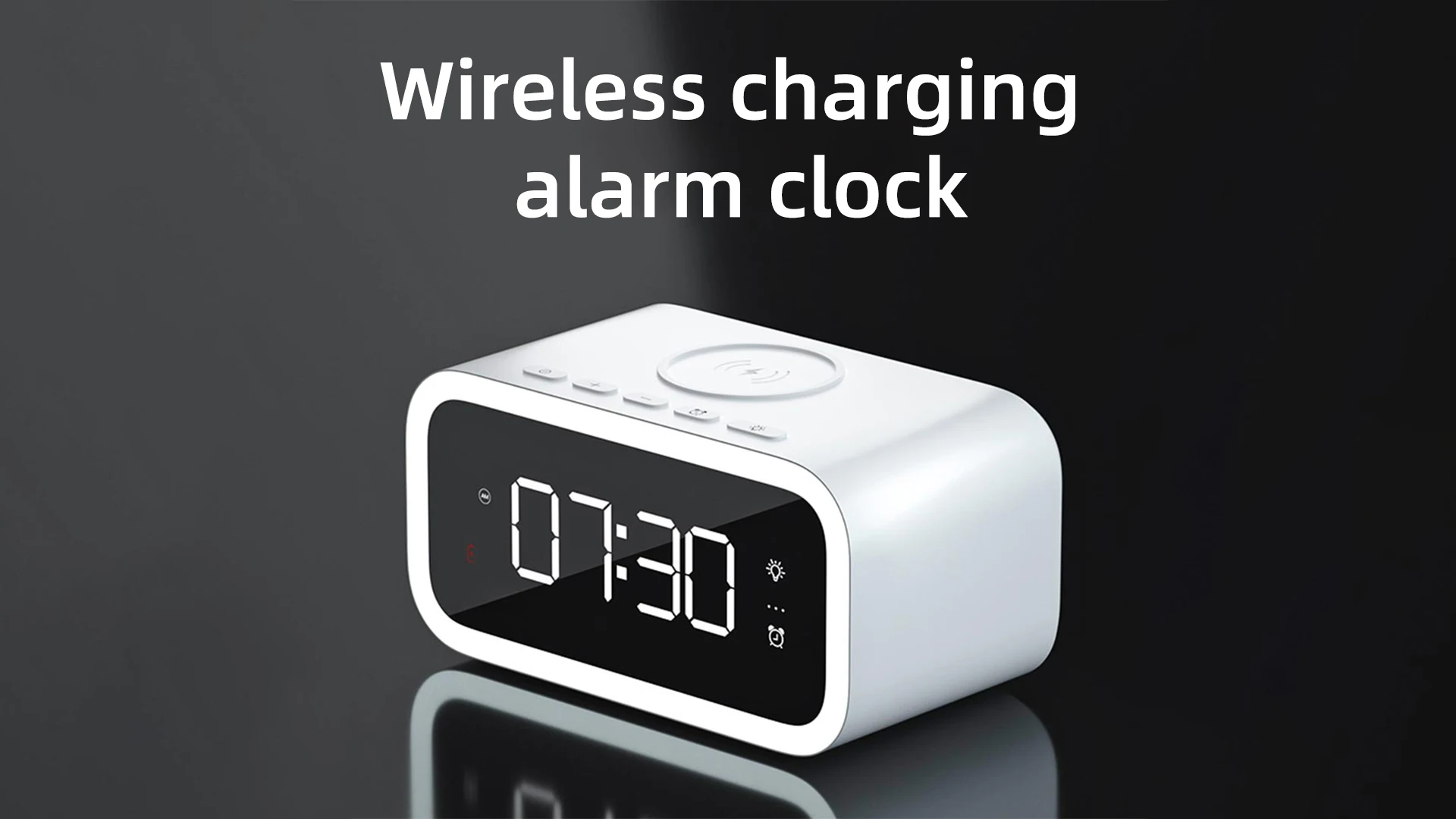 Digital Alarm Clock With 15w Fast Wireless Charger And Usb Charging
