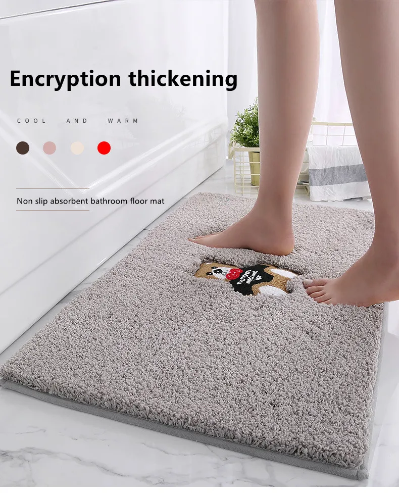 Best Selling Solid Color Water Absorbent Non Slip Bathroom Mat Bedroom Living Room Mat supplier