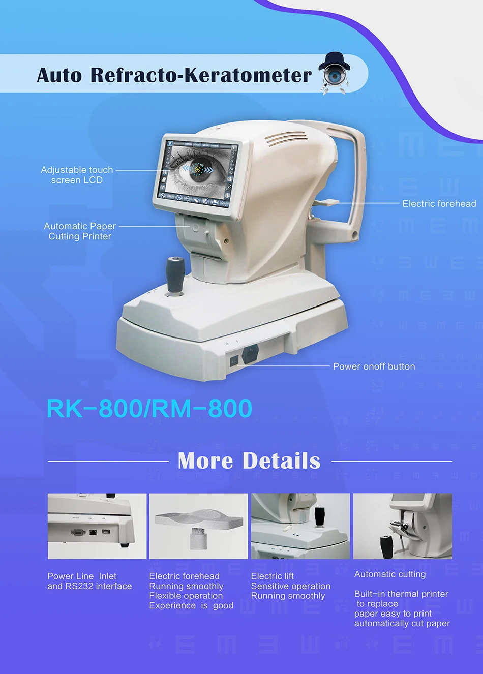 RK-800 Auto Refractometer with keratometer Cut Printer Refractor Fast Delivery