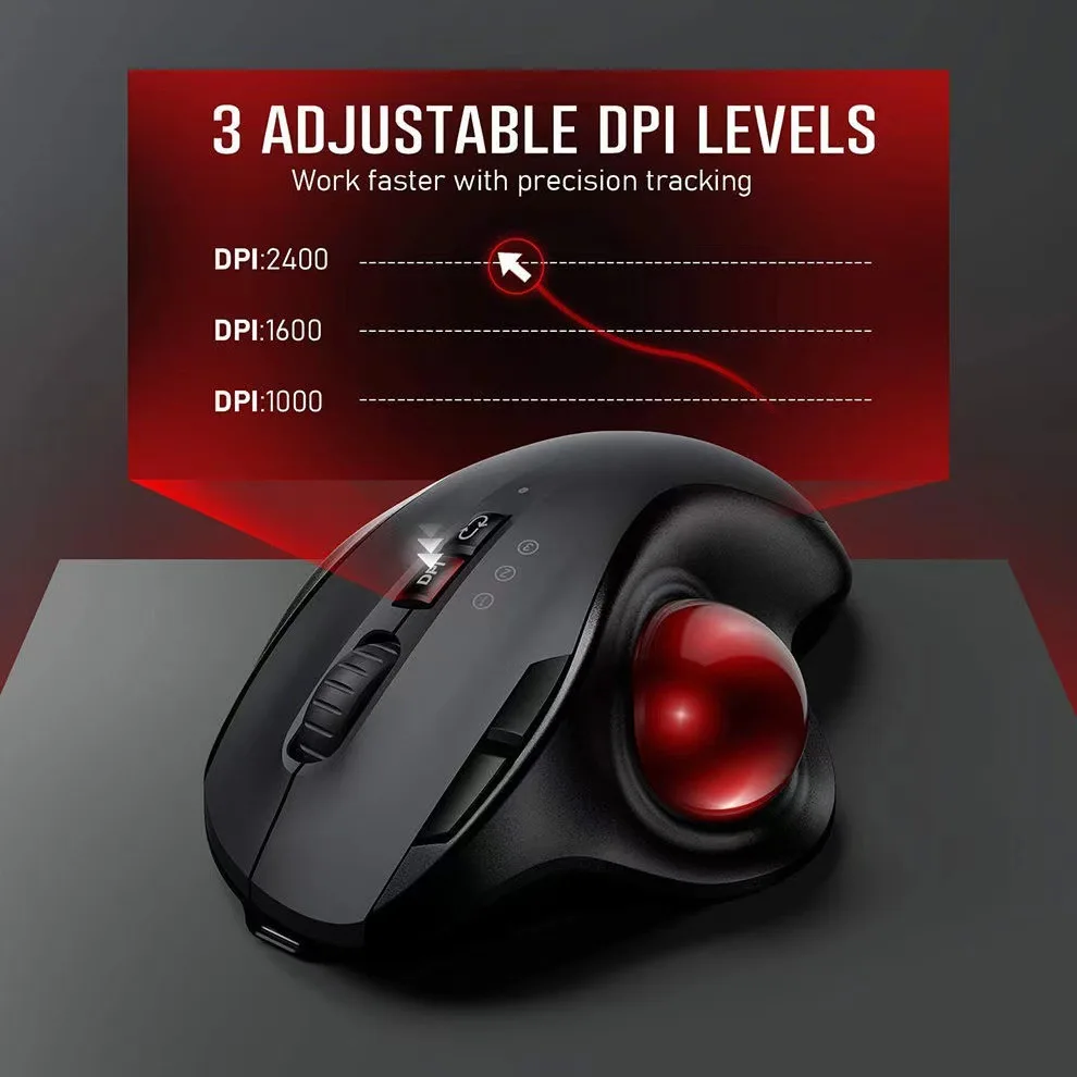 Wireless Trackball Mouse Rechargeable 2.4G  Dual-mode Luminous Mouse Suitable for Computer Notebook Tablet