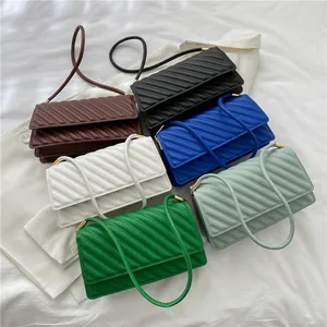 Vintage Trendy Ladies Underarm Shoulder Bag Solid Color Lacquer PU Leather Handbag Women Fashion Wholesale Simple Female Chain Purse