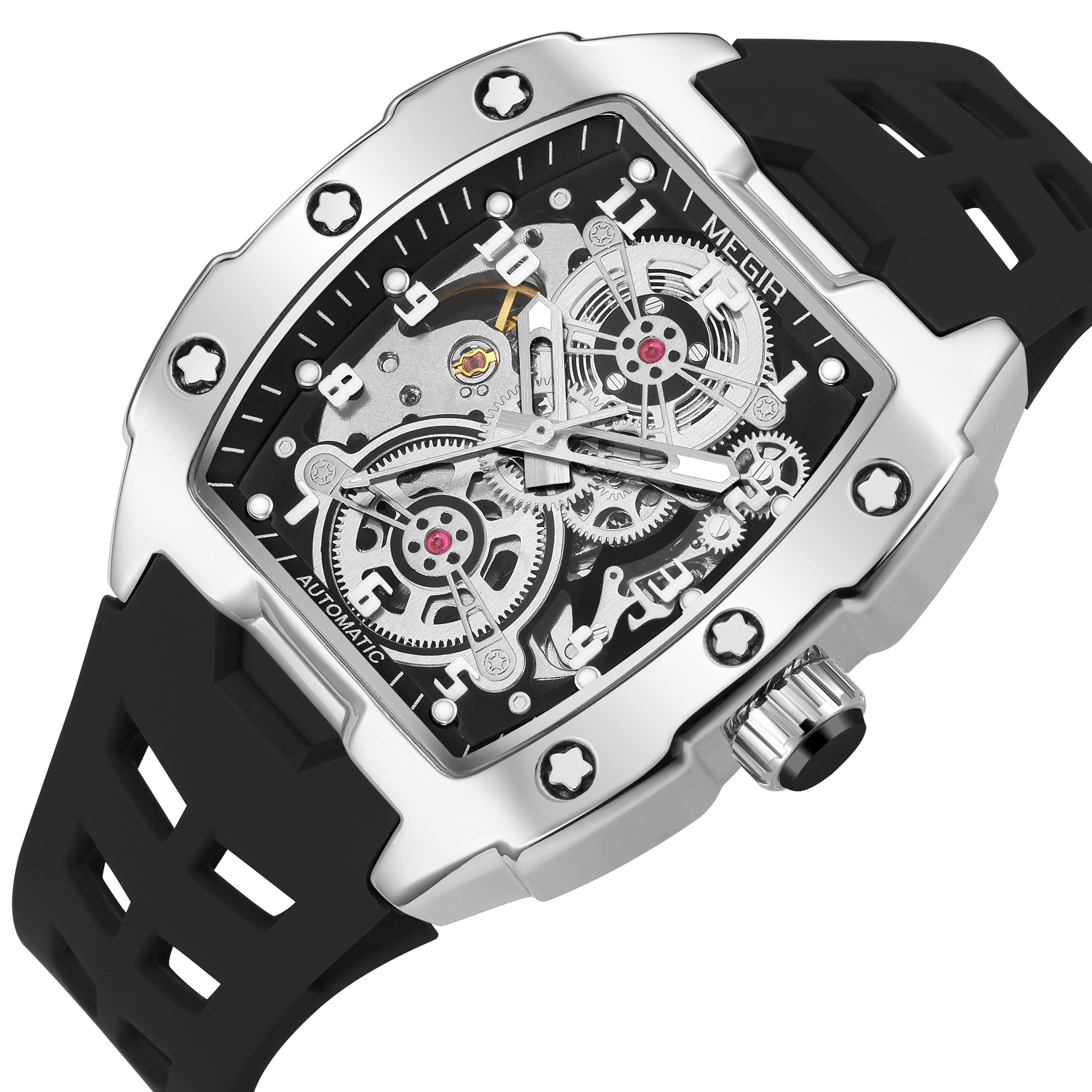 MEGIR 8602 Luxury Barrel Shaped Men's Watch - Automatic Hollow