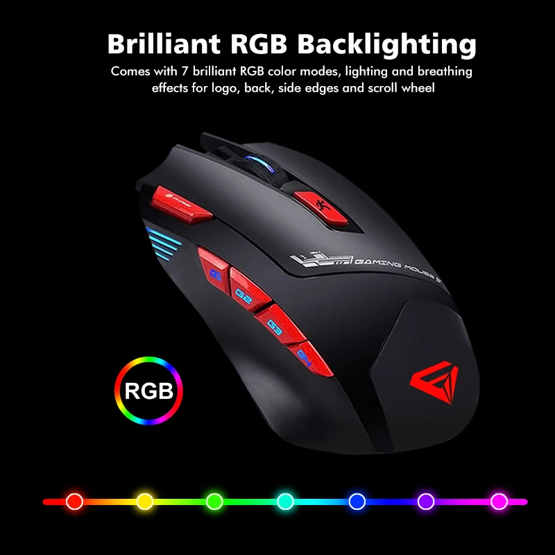 Мышь игровая Проводная с Rgb-подсветкой 7 режимов работы до 7200