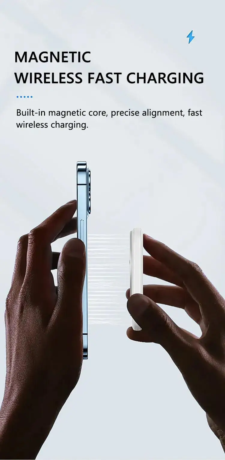 Mini Magnetic 10000mAh Power Bank 20W PD Fast Wireless Charging Portable Charger for iPhone 14/13/12/Mini/Pro/Pro Max