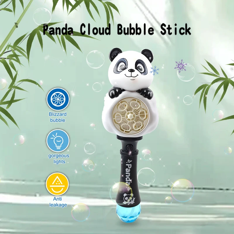 Aooess – Baguette à Bulles Lumineuse Panda – Recharge USB – 6 Sorties – Cadeau Enfant 3-10 Ans – LED Colorées