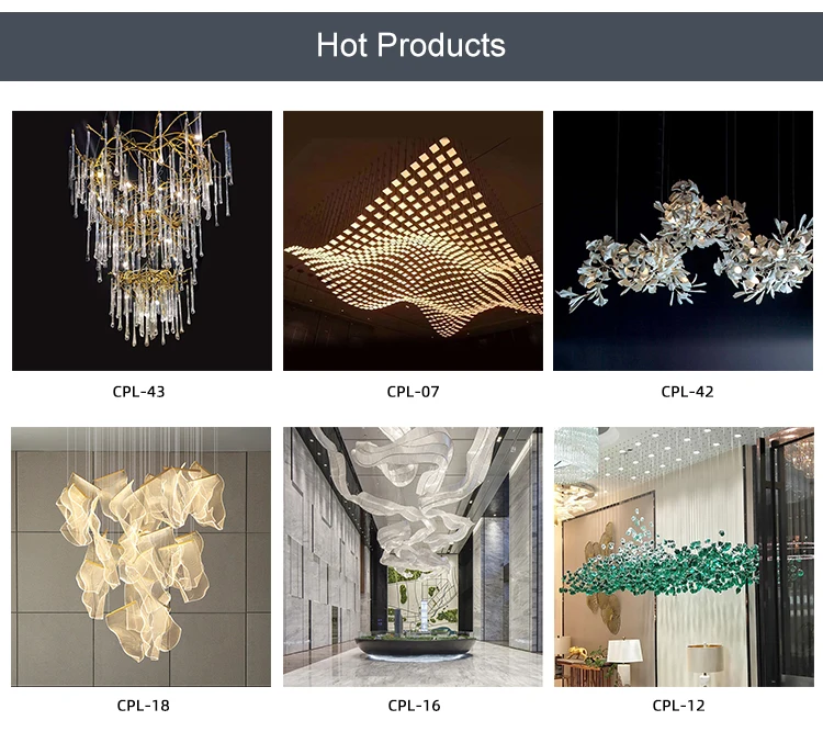 CPL-54 Custom Indoor Hotel Lobby Decoration Lighting Stainless Steel Luxury Large Project Led Chandelier manufacture