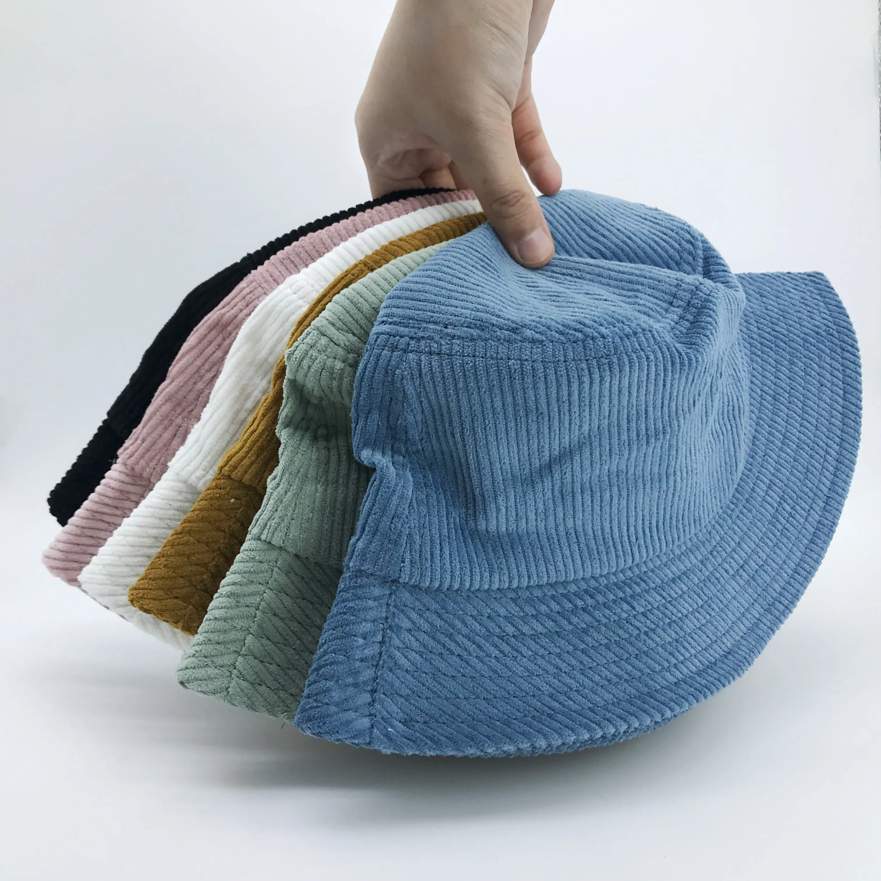 Winter Customized Plain Corduroy Blank Bucket Hat Inside Pocket Bulk