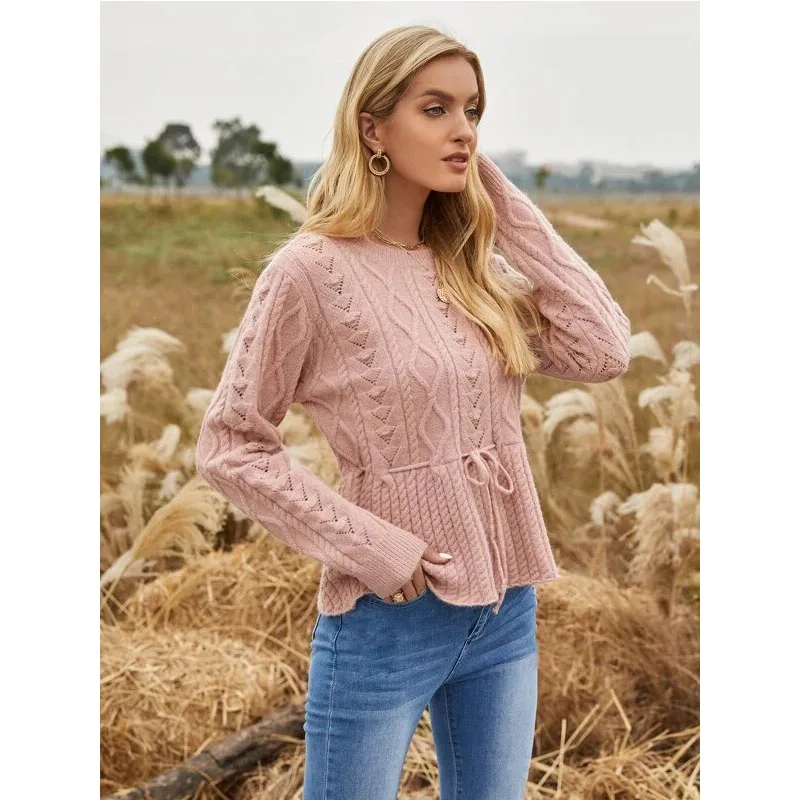 Cable Knit Peplum Sweater Plus 