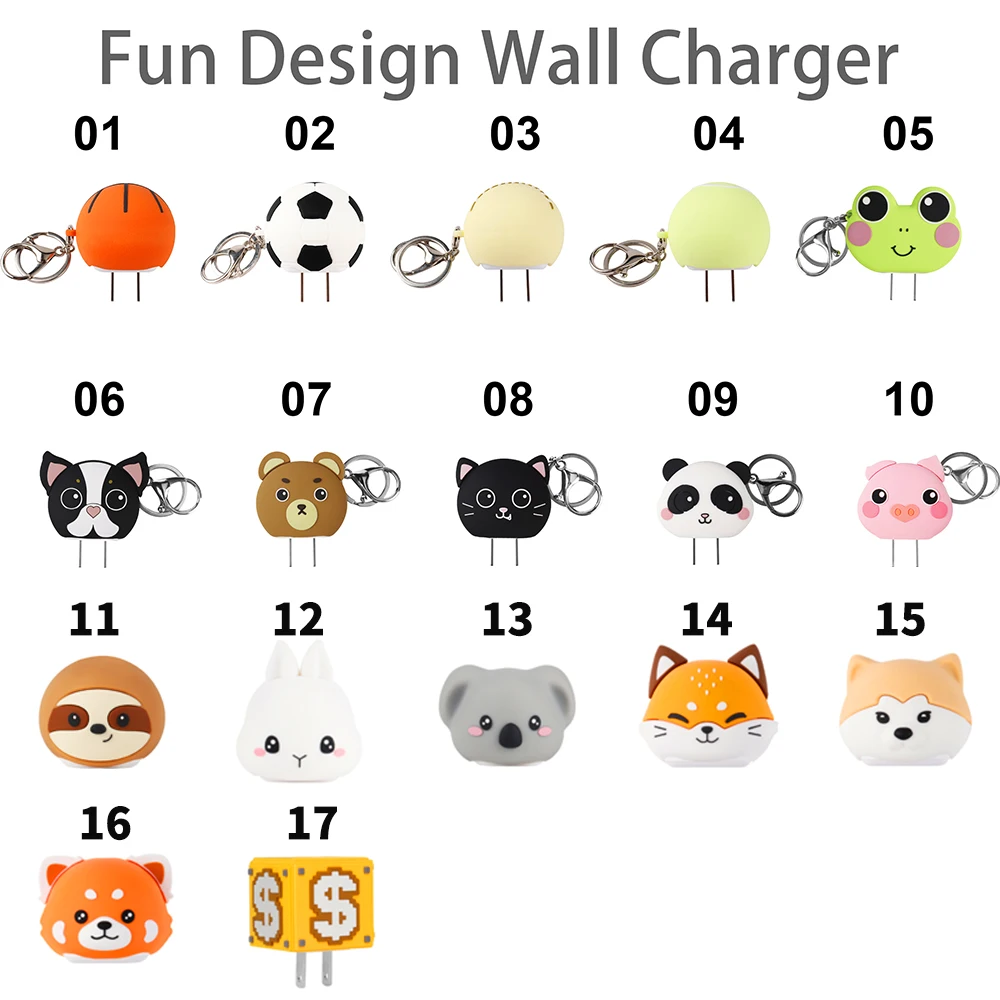 Personalized Custom Wall Charger Panda Design Animal Cute Mini 12W 20W Keychain Phone USB a Power Wall Charger