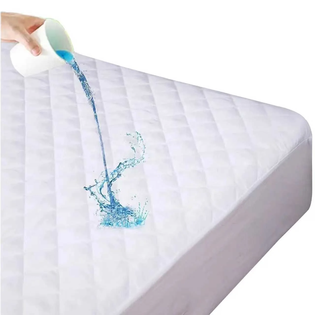 Low MOQ Queen Size Quilted Fitted Mattress Pad Washable Waterproof Bed Protector for Hospital Use
