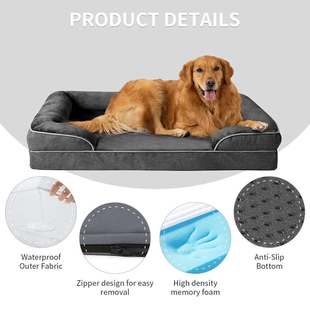 Wholesale waterproof heavy duty extra large orthopedic egg crate memory foam dog pet sofa bed for large dogs details