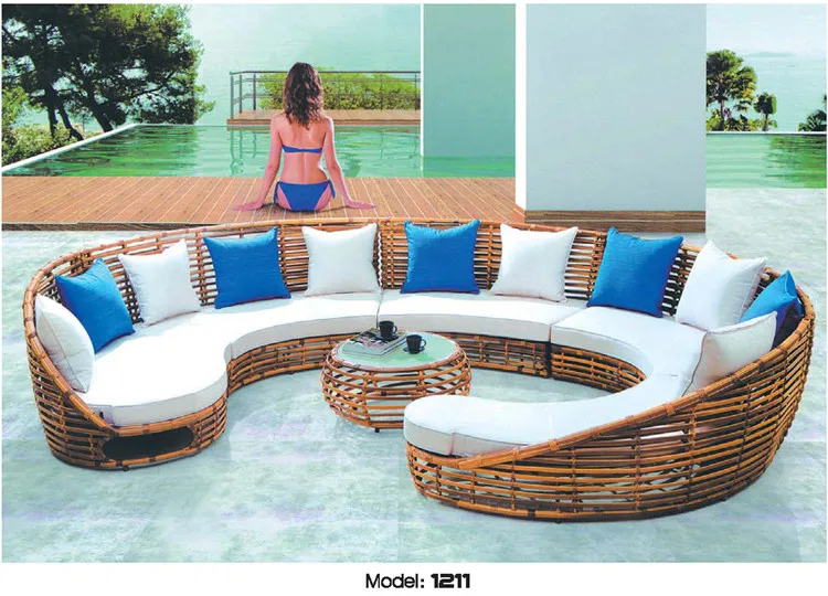 semi circle rattan garden furniture