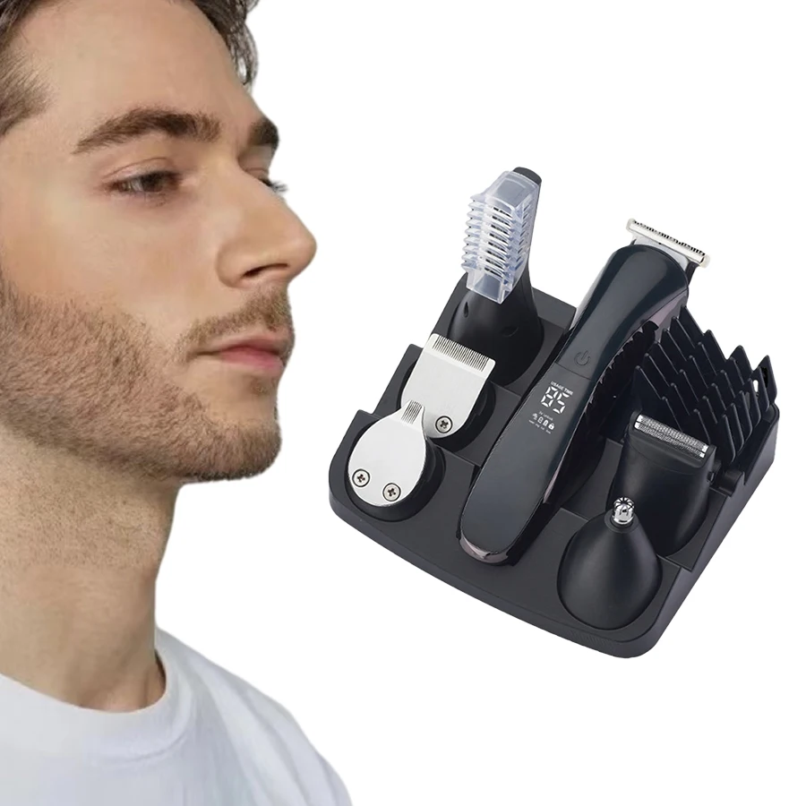 پیشہ ورانہ گھریلو الیکٹرک ریزر، سٹین لیس سٹیل بالوں کی ٹرمر، ڈیجیٹل آئل ہیڈ والے کلپر سیٹ کے لیے، کراس بارڈر خصوصی خصائص