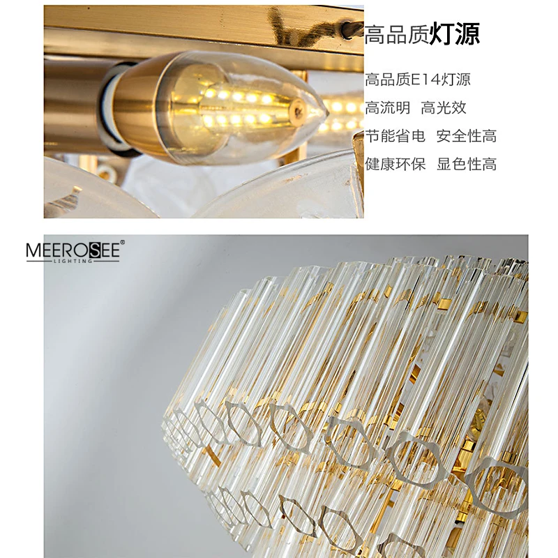 Meerosee Customized Crystal Chandelier Luxury Glass Pendant Lamp /Home Living Room Chandelier MD86788