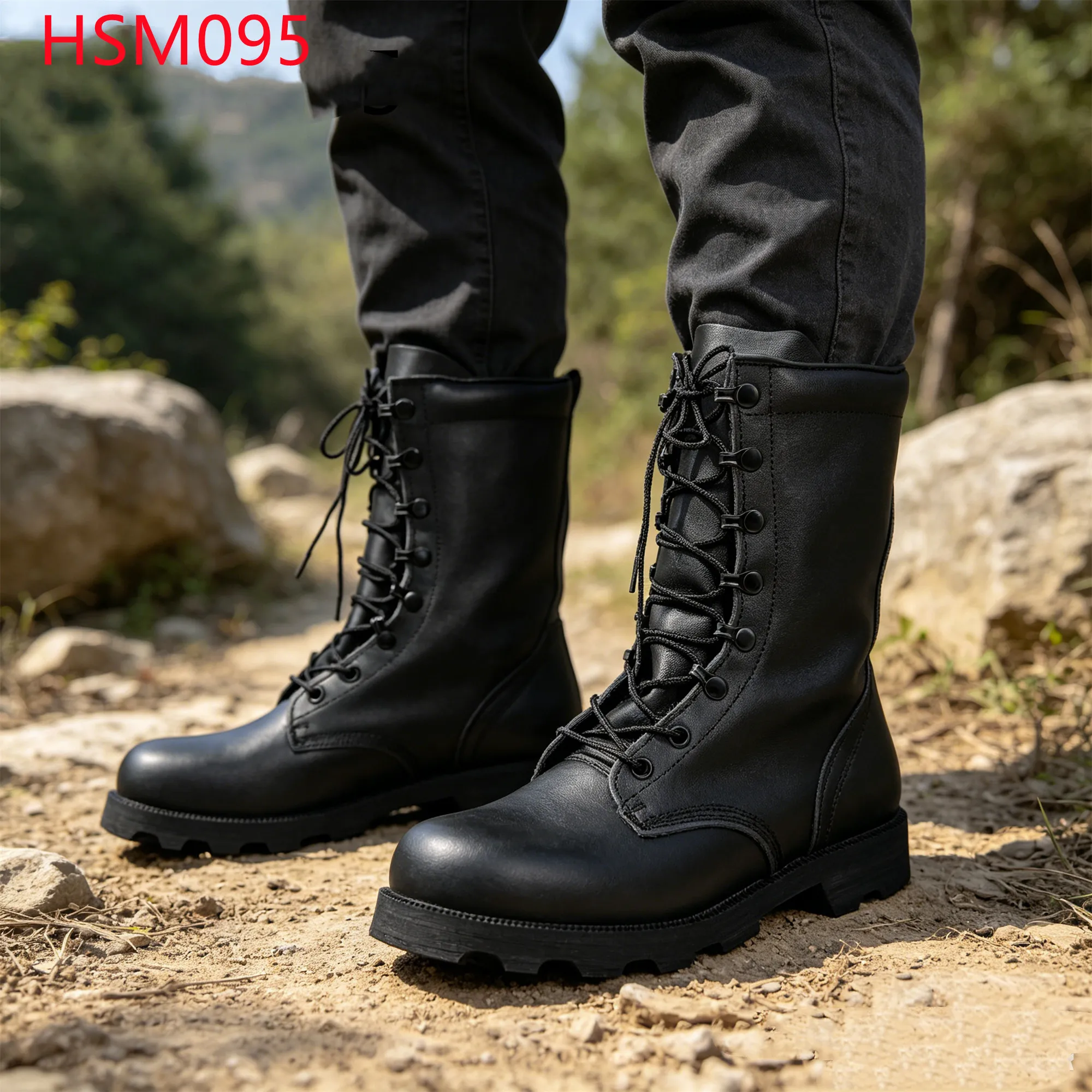 LXG, Sepatu Bot Perlengkapan Tempur Altama Kulit Penuh untuk Pelatihan Fisik, Sepatu Bot Taktis untuk Mendaki Pantai dengan Sol Luar Karet Vulkanisir, Model HSM095