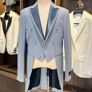 High Quality Plus Size Two-Piece Men's Wedding Suit Sets Wholesale Business Fashion Wool/Silk Anti-Wrinkle Blazer Pants Top
