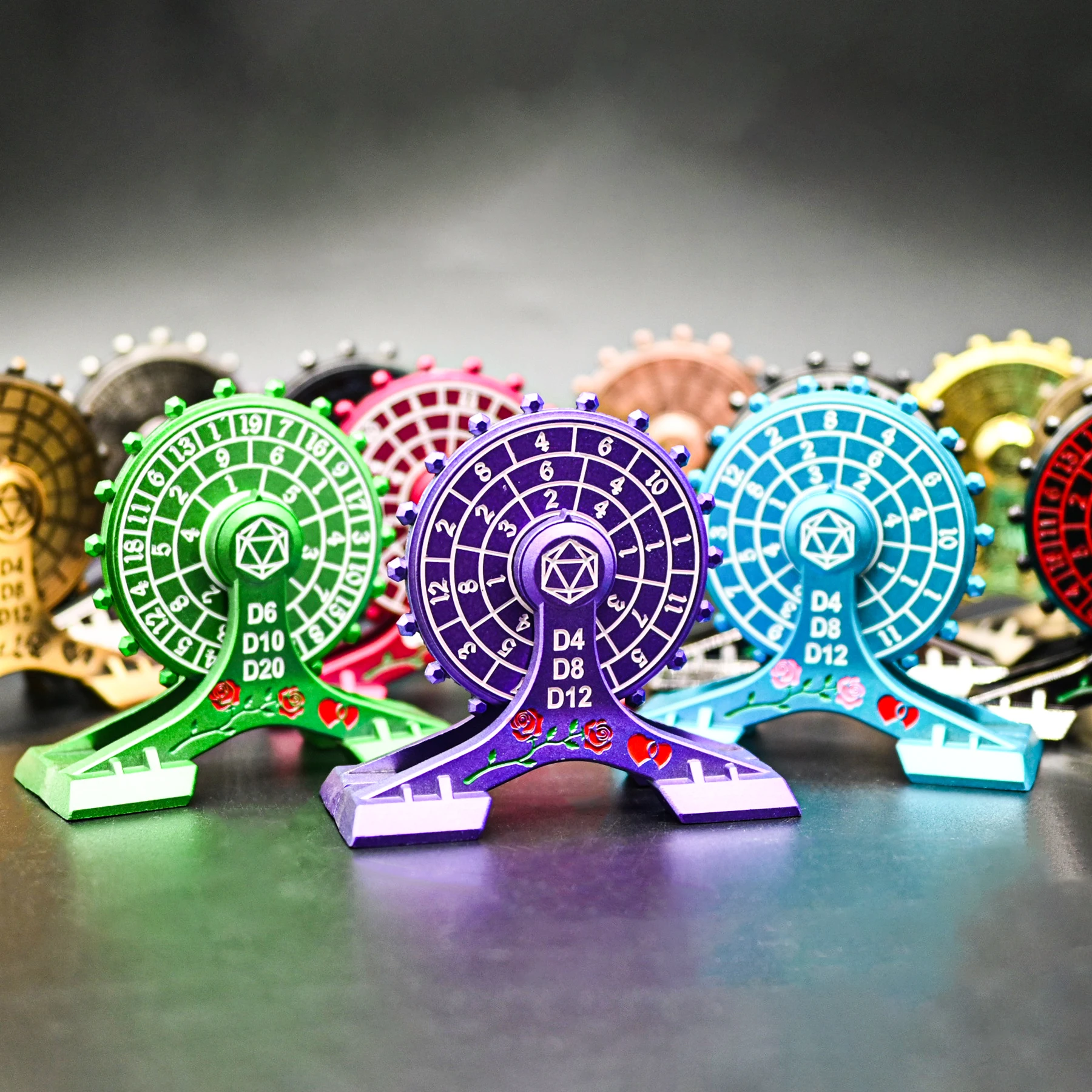 Dreamy Sky Swirling Ferris  7-in-1 Gyro Spinner Rotating Pink Roulette DND Dice for Board Game