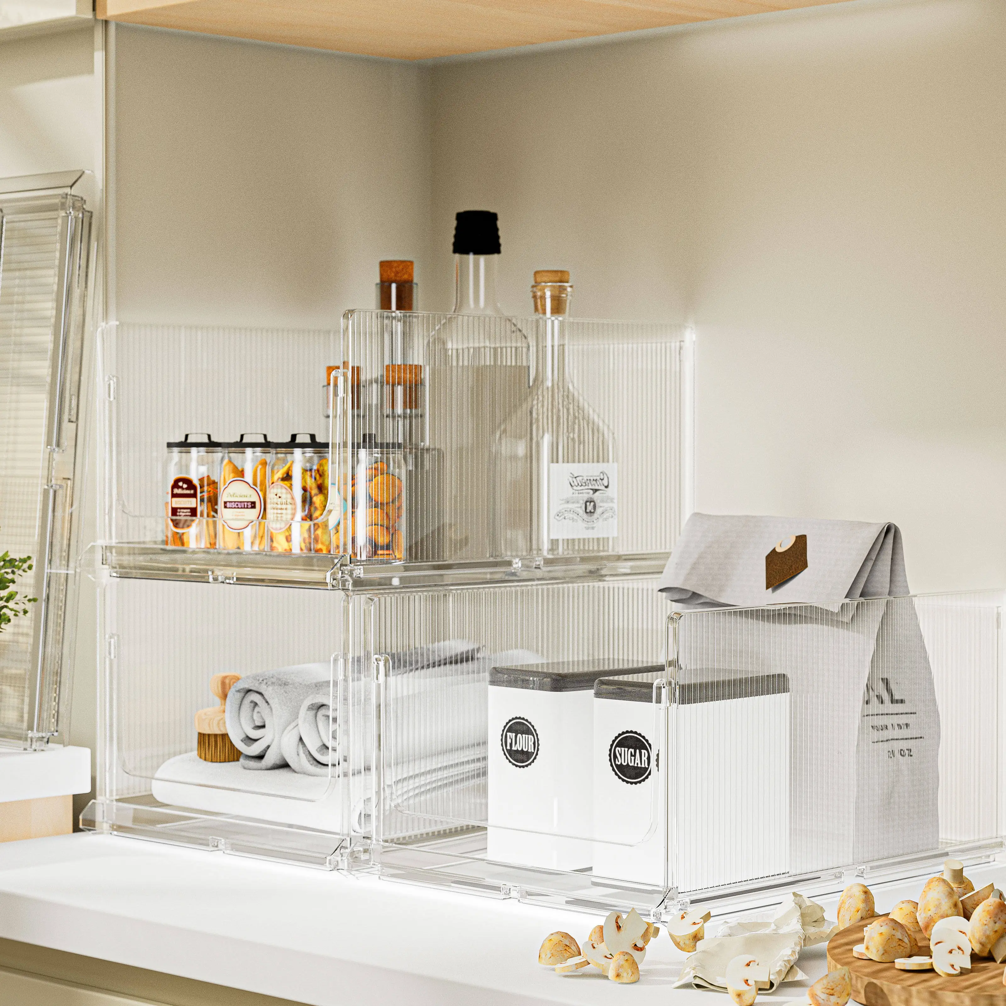 Multifunctional Transparent Plastic Pet Cabinet Stackable Foldable Shoe Rack Clothes Display Box Rectangle Shape Injection factory