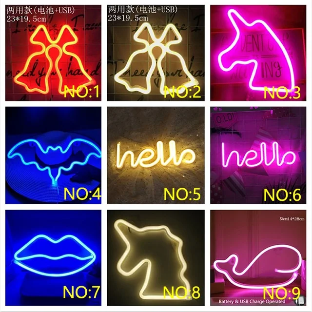 Wall Art Sign Bedroom Decoration Rainbow Hanging Fashion Custom Neon Animal Lights Night Lamp Led Light for Home Party