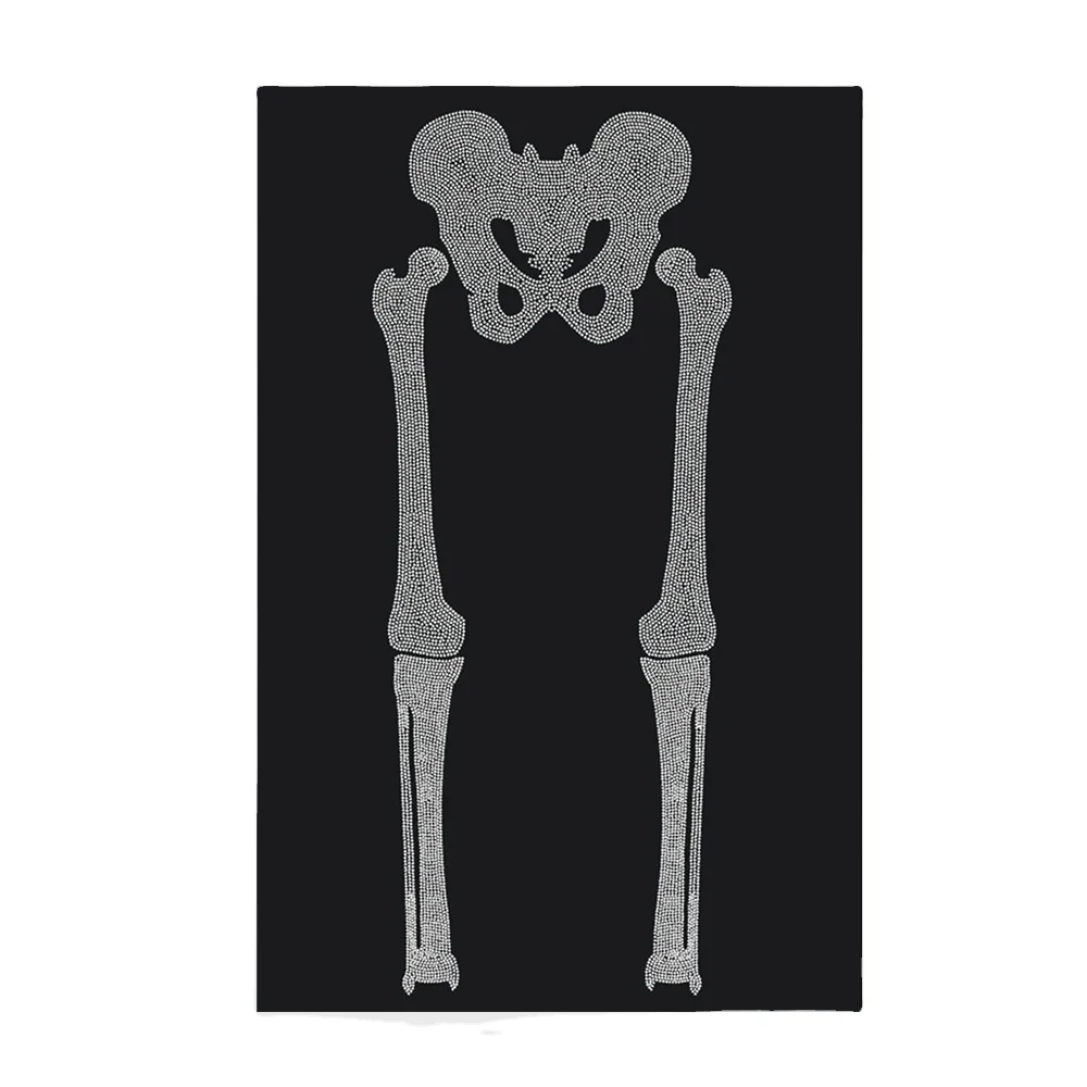 Bone Skeleton Iron on Rhinestone Transfer Designs Strass Hotfix Patches Trousers Rhinestones Motifs
