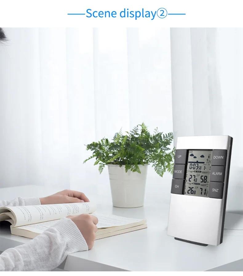 Indoor and Outdoor Wireless Weather Station Clock Digital Clock with Weather Temperature and Humidity Desk & Table Clocks