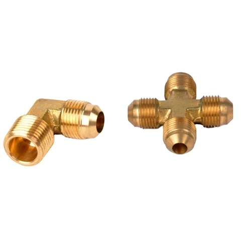 China factory  high quality CNC Machining Metals Brass Flare Pipe Fittings Cross  fitting