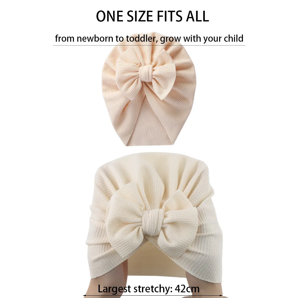 Pure Color Children Spring and Autumn Indian Pullover Bowknot Hat Turban African Headwrap for Girls and Boys