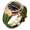 Boîtier en or rose + bracelet vert