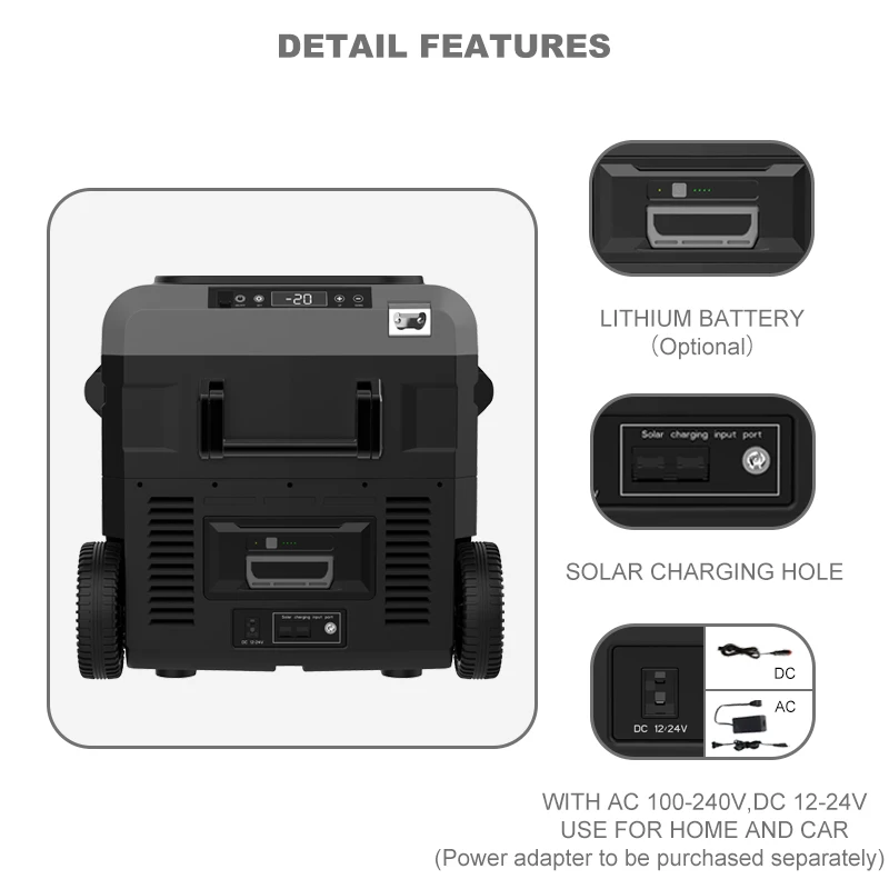 High Quality 40L  DC Mini Compressor Fridge Camping Outdoor Mini Freezer Car Fridge with Battery