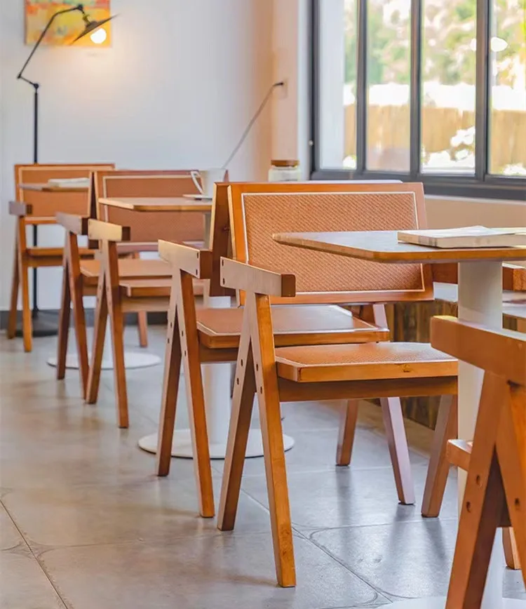 Retro Industrial Furniture Wooden Cafe Restaurant Table And Chairs Set