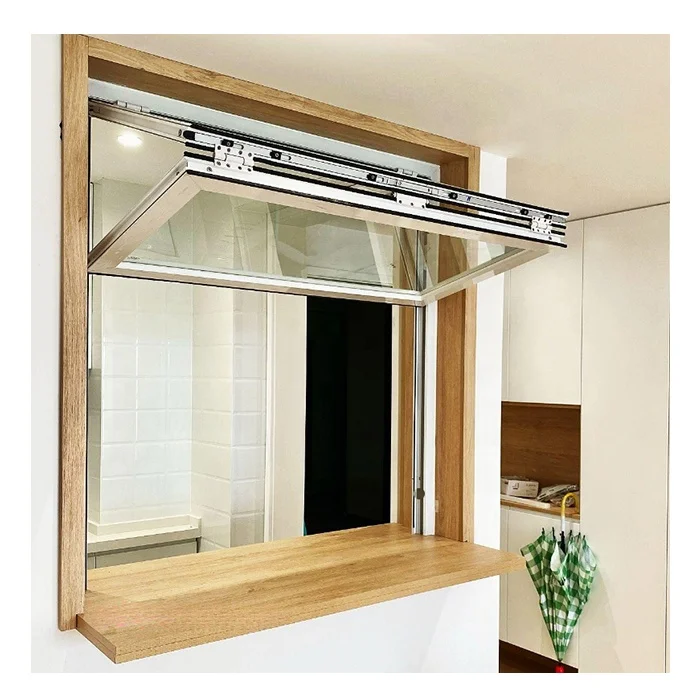 Kitchen Window Push up Sliding French Bi Fold Glass Balcony Fold up Windows Aluminum Vertical Sliding Folding Window