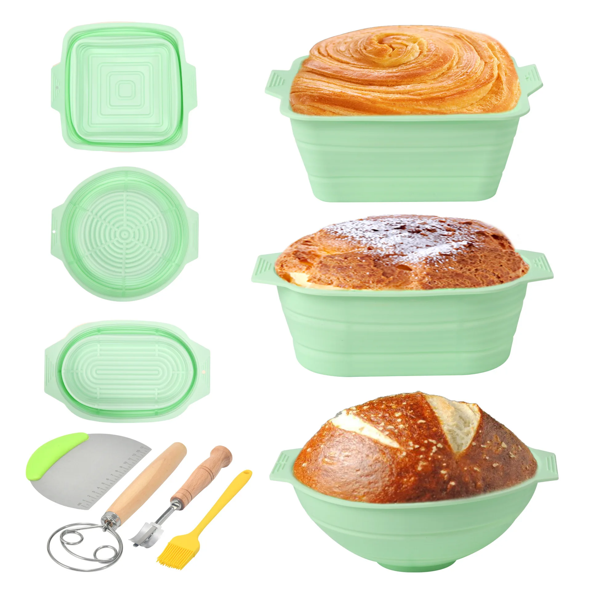 High-Temperature Resistant Silicone Large Capacity Bread Dish Foldable Oven-Baking Dough Bowl Household Baking Dishes Pans