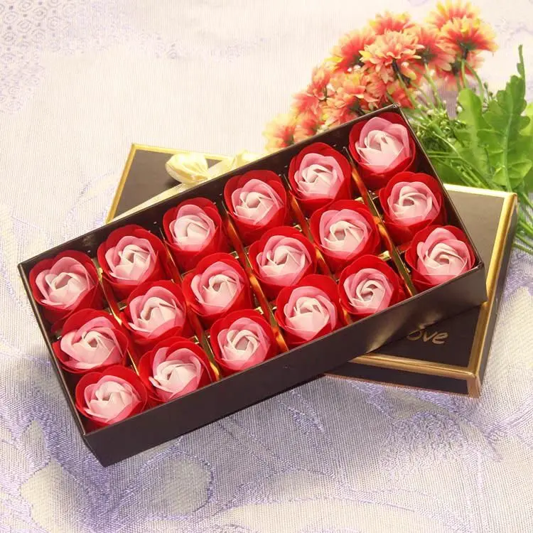 INUNION Popular 18 Pcs Soap Rose Flower Gift Box,Floral Scented Artificial Soap Rose Petals for Valentine's Day Christmas