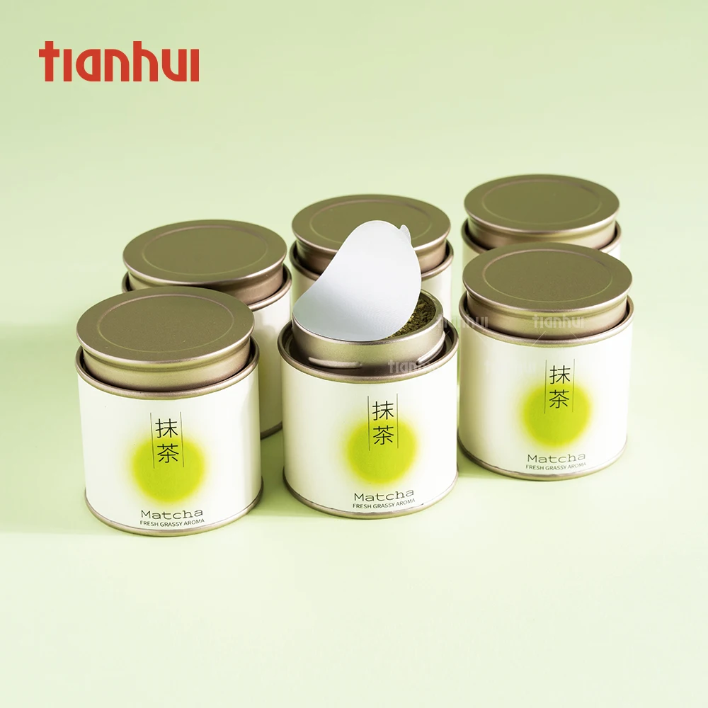 Kanistrat e Tianhui për Matcha, Kanistra të Vogla Rrethore dhe të Mbyllura me Lidhëse të Dyfishtë për Pulverin e Matchas