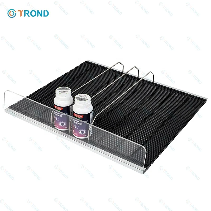 Plastic Shelf Organizer with Fast Pusher Glide Gravity Roller Mat and Acrylic Front Stopper Easy-to-Use Shelf Rack