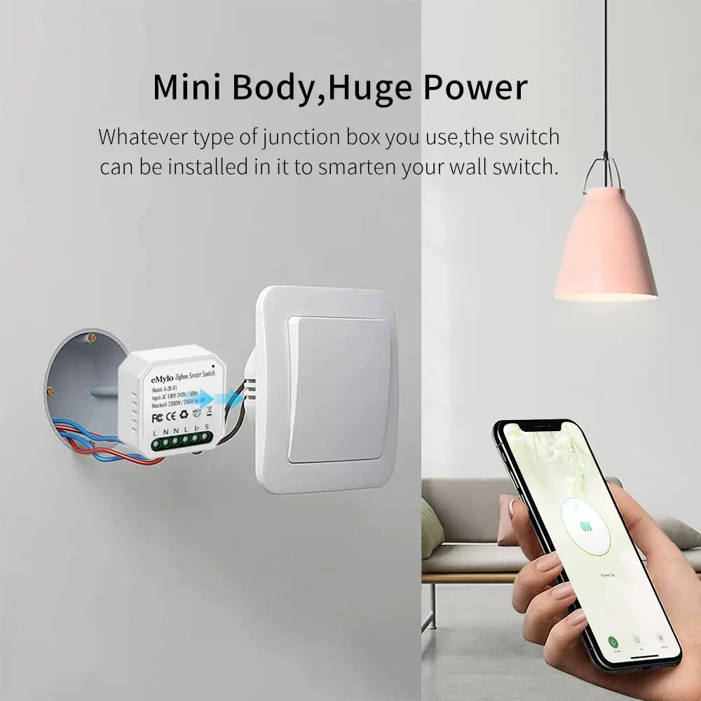 eMylo Mini Smart Zigbee Relay Switch, 1-Channel Radio Remote Control  Module, Compatible with Alexa, Google Home Voice Control and Telephone app,  Tuya
