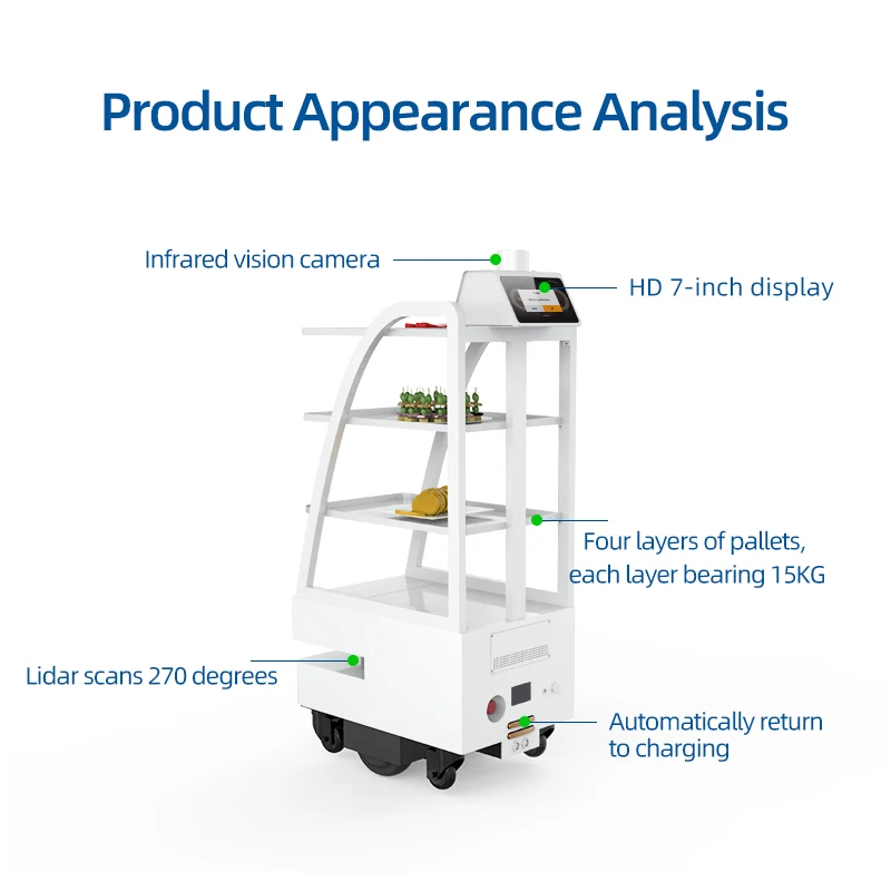 Fast Coffee Delivery Robot Smart Robotic Service Waiter Food Delivery Cars  Robots From Original Manufacture Company