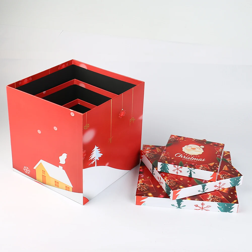 Customizable Christmas Gift Boxes Set Rigid Paper Packaging with Embossed Base and Lid Sponge Lined Gift Package for Present
