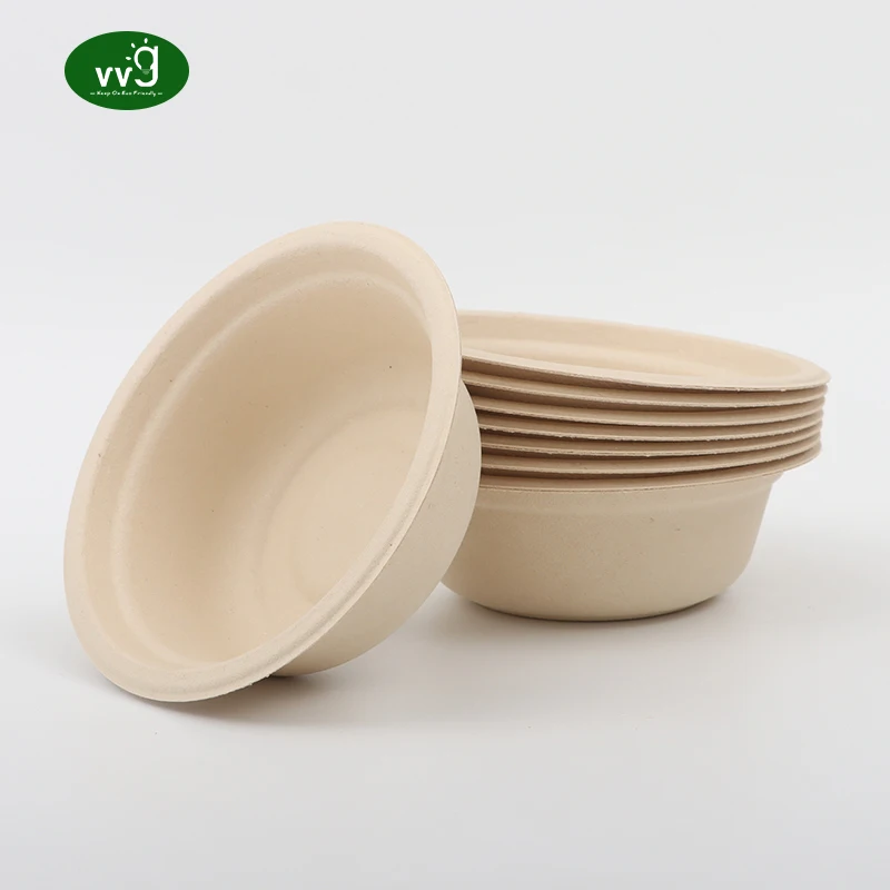 VVG Biodegradable Compostable Bamboo Paper 7oz Small Round Eco Friendly Disposable Ice Cream Serving Smoothie Bowls